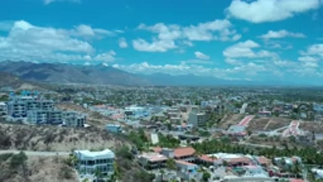 LOS CABOS MEXICO-2020: Wide Shot Panning Over Beautiful Natural City Near