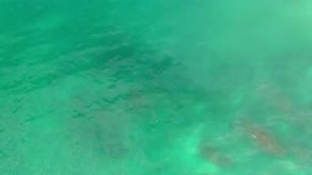 LOS CABOS MEXICO-2020: Above The Open Caribbean Ocean Blue On Clear Bright Sunny