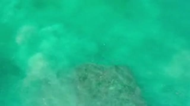 LOS CABOS MEXICO-2020: Clear Green Water Shows Underwater Land Structures And