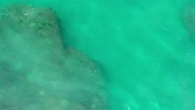 LOS CABOS MEXICO-2020: Clear Green Sea Water Under Rock On It