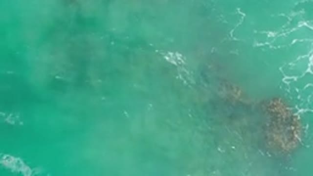 LOS CABOS MEXICO-2020: Sky View Of The Clean And Clear Ocean Waves Over The Sand