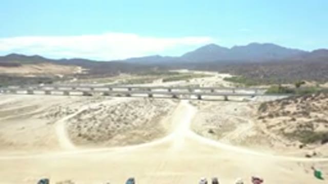 LOS CABOS MEXICO-2020: Aerial Footage Of A Desert Highway Overpass Near Hiking Trails