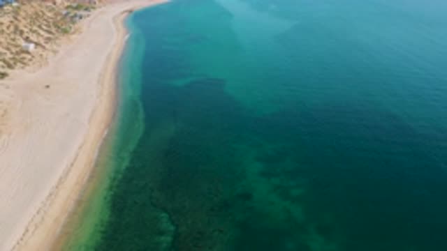 EL SARGENTO LA VENTANA MEXICO-2020: Flying Over Empty Sandy Beach With Calm Waves