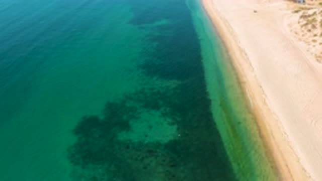 EL SARGENTO LA VENTANA MEXICO-2020: Fly Over A Shoreline With Blue Water And Golden Sand