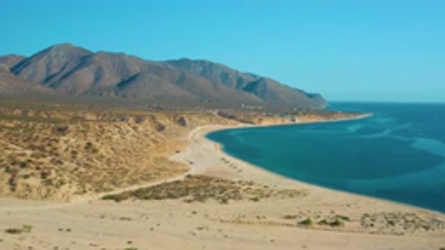 EL SARGENTO LA VENTANA MEXICO-2020: Drone Flying Over Desert Showing Coastline
