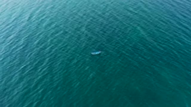EL SARGENTO LA VENTANA MEXICO-2020: The Top View Of The Blue Sea With Small Fishing Boat