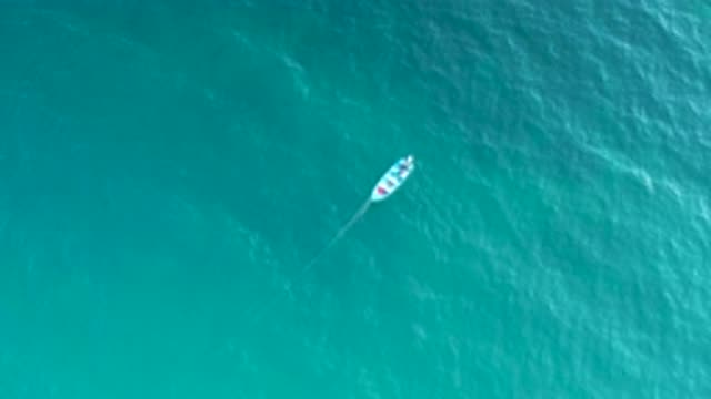 EL SARGENTO LA VENTANA MEXICO-2020: Blue Sea With Vessel Sailing Slowly Over