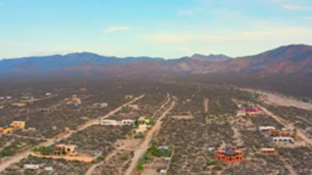 EL SARGENTO LA VENTANA MEXICO-2020: Aerial View of Desert Town Showing Mountains in Distance