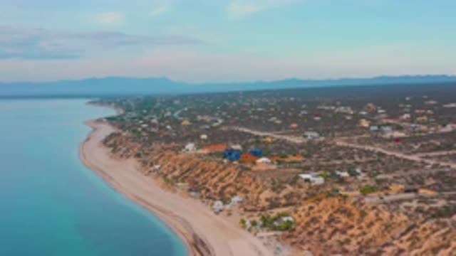 EL SARGENTO LA VENTANA MEXICO-2020: High Up Aerial Photo Of A Small Town Near A