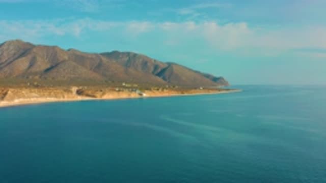 EL SARGENTO LA VENTANA MEXICO-2020: Long View Shows The Blue Sea Green Mountain