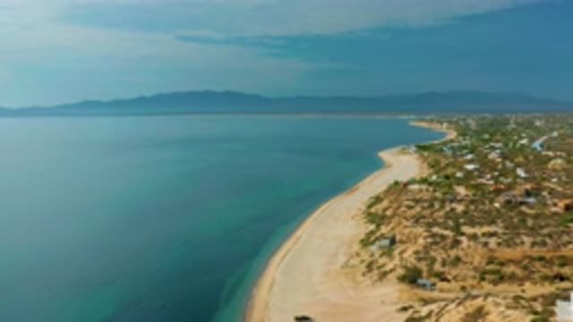 EL SARGENTO LA VENTANA MEXICO-2020: Daylight Aerial Panorama Of Sandy Coastline