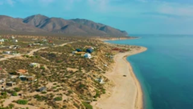 EL SARGENTO LA VENTANA MEXICO-2020: Panorama Of A Arid Coastal Place With Houses And Blue Sea