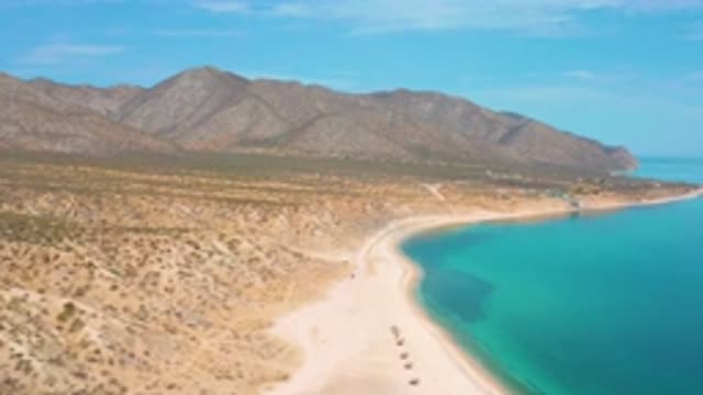 EL SARGENTO LA VENTANA MEXICO-2020: Aerial View Of A White Sand Beach With Mountains And Ocean