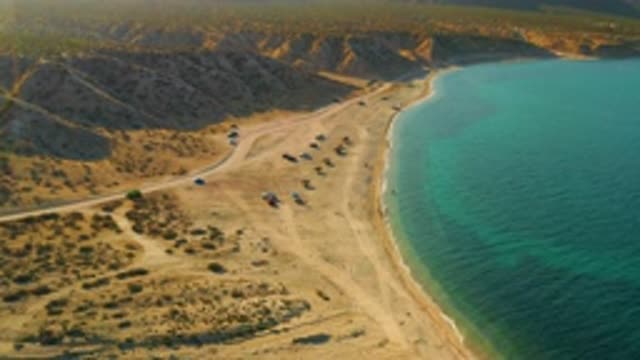 EL SARGENTO LA VENTANA MEXICO-2020: Scenic Beach Coastline Seen From Above With Winding Road