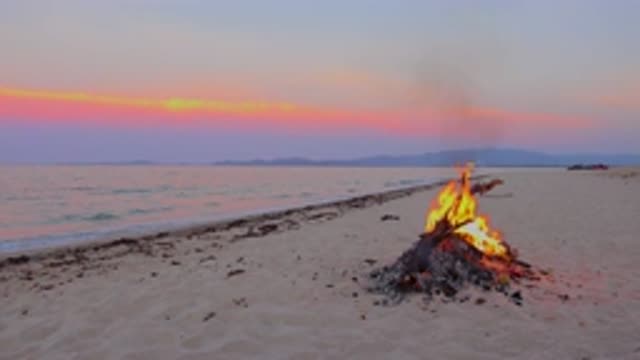 EL SARGENTO LA VENTANA MEXICO-2020: A Lit Bonfire On The Beach While Watching
