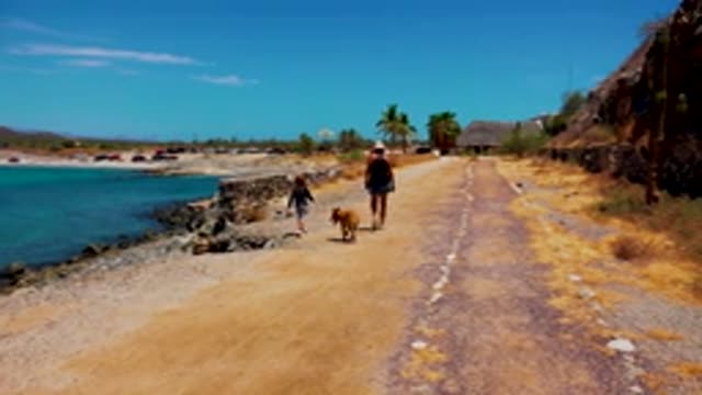 EL SARGENTO LA VENTANA MEXICO B-2020: Mother And Daughter Walking With Their Dog