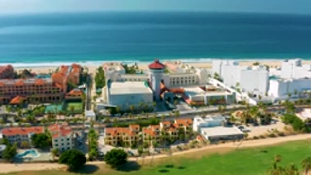 LOS CABOS MEXICO-2020: Top View Of A Coastal City Getting Closer Focused On The