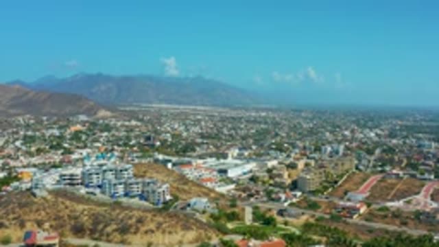 LOS CABOS MEXICO-2020: Hillside Desert Town Under Mountains