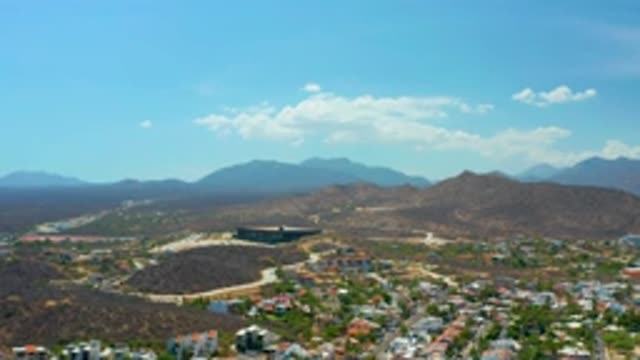 LOS CABOS MEXICO-2020: Panning Wide Overhead Drone Shot of Urban Cityscape
