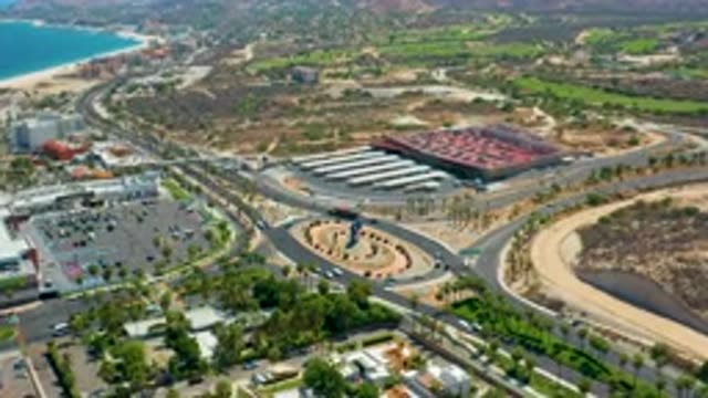 LOS CABOS MEXICO-2020: Top View Of The Beach City Buildings And Roads
