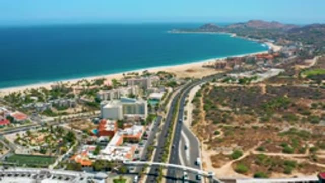 LOS CABOS MEXICO-2020: Aerial Footage Of A Large City Near The Beach