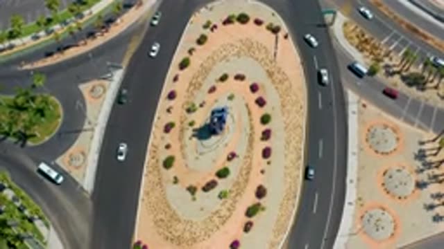 LOS CABOS MEXICO-2020: Eight Second Aerial View Of Median And Shrubbery At