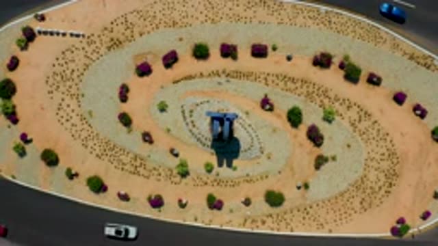 LOS CABOS MEXICO-2020: Top View Of A Desert Decorative Median For Traffic