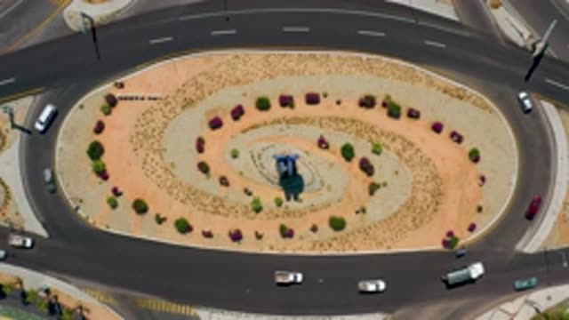 LOS CABOS MEXICO-2020: Top View Of Vehicles On Winding Roads