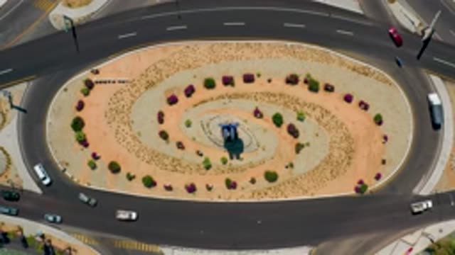 LOS CABOS MEXICO-2020: Aerial Camera Angle Of A Large Roundabout Roadway