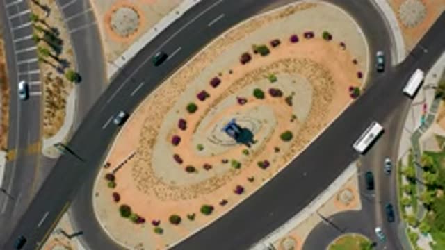 LOS CABOS MEXICO-2020: A Bird's Eye View Of A Loop Of Traffic With A Few Cars