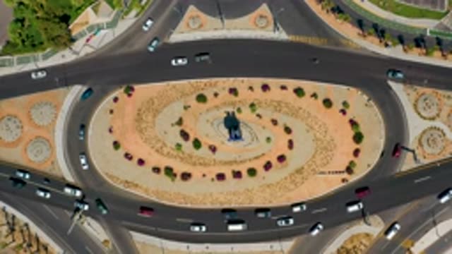 LOS CABOS MEXICO-2020: Roundabout With Traffic