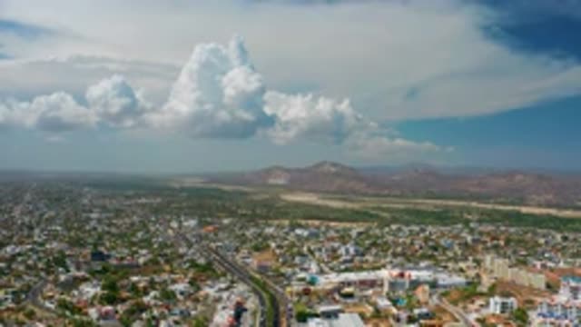 LOS CABOS MEXICO-2020: Vast Colorful Landscape Overlooking Mountain Range