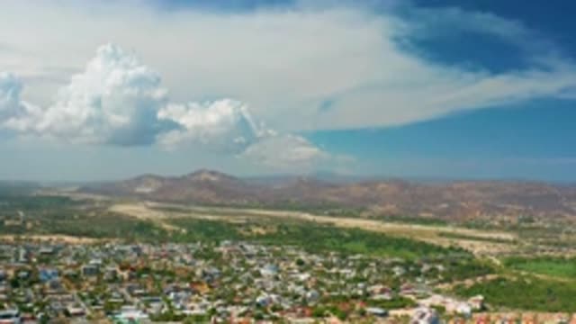 LOS CABOS MEXICO-2020: Agricultural Valley Community With Houses and Mountains