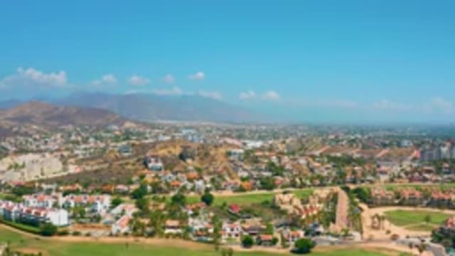 LOS CABOS MEXICO-2020: Drone View Of A Mountain Town