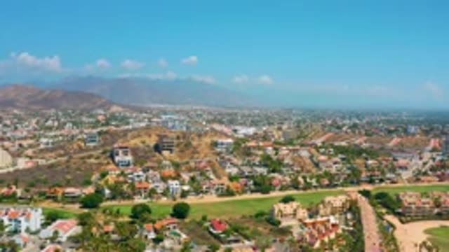 LOS CABOS MEXICO-2020: Aerial View Of Luxury Homes With Mountains In The