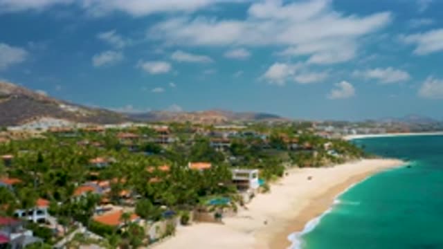 PALMILLA BEACH CABO MEXICO-2020: Scenic Aerial View Of Ocean Beach Along Warm