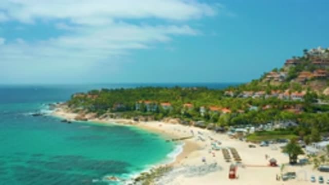 PALMILLA BEACH CABO MEXICO-2020: Beautiful Drone Shot Of A Vacation City That Is
