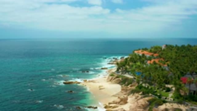 PALMILLA BEACH CABO MEXICO-2020: Luscious Cliff Side With Empty Beaches And Waves
