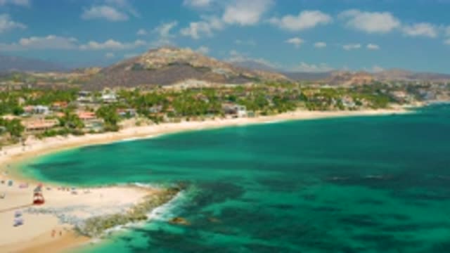 PALMILLA BEACH CABO MEXICO-2020: Beach-side Town Along A Busy Shore With A