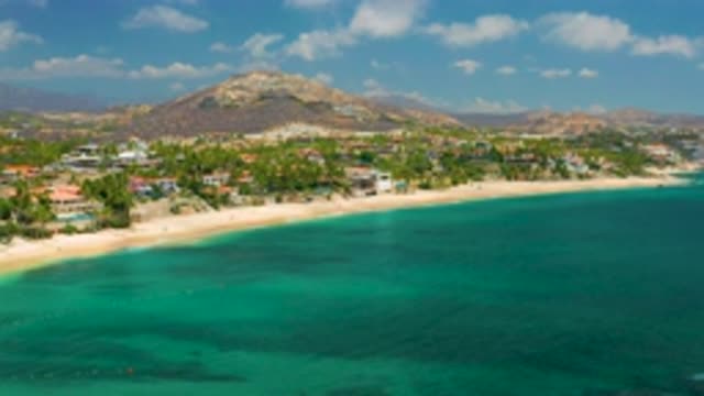 PALMILLA BEACH CABO MEXICO-2020: Drone Flying Over A Beautiful Beach Next To A