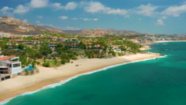 PALMILLA BEACH CABO MEXICO-2020: Town At The Base Of A Mountain By The Shore