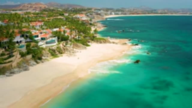 PALMILLA BEACH CABO MEXICO-2020: Sky View Of A City Next To The Clean And Clear Waters