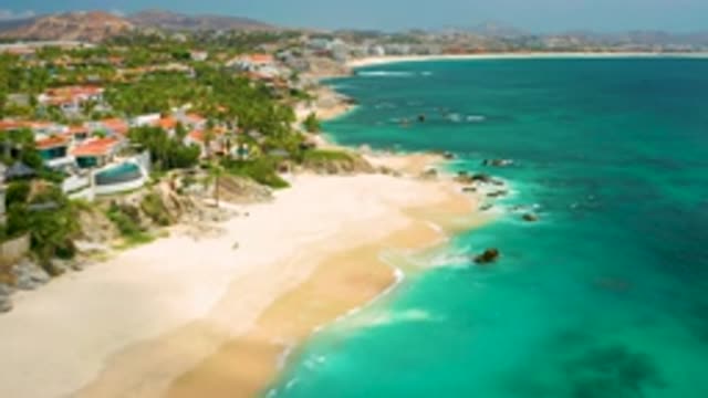 PALMILLA BEACH CABO MEXICO-2020: Aquamarine Water Washes Ashore On An Ocean