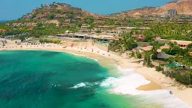 PALMILLA BEACH CABO MEXICO-2020: Waves Crashing Onto Sandy Shore Of Sunny