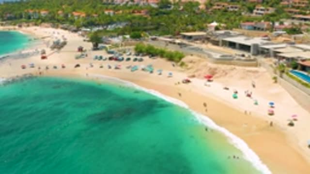 PALMILLA BEACH CABO MEXICO-2020: Lively Beach People Enjoying Calm Water and Sunlight