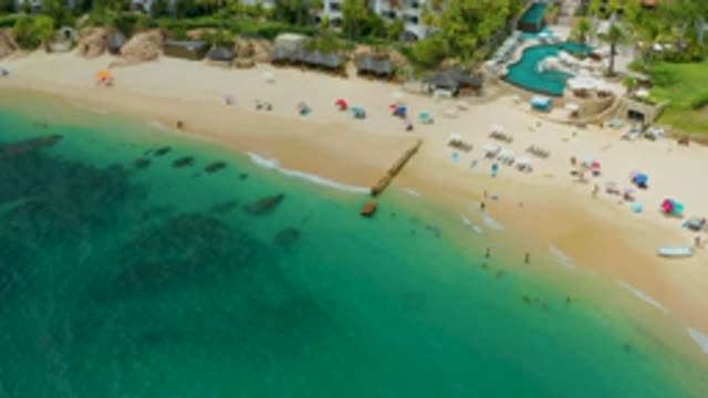 PALMILLA BEACH CABO MEXICO-2020: The Top View Of People Enjoying The Beach