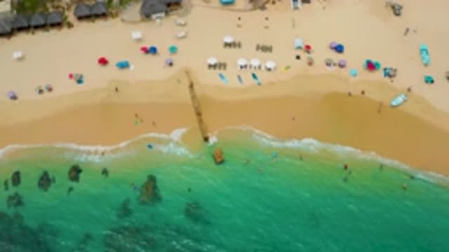 PALMILLA BEACH CABO MEXICO-2020: Top View Of A Beach With Clean Clear And Blue Waters