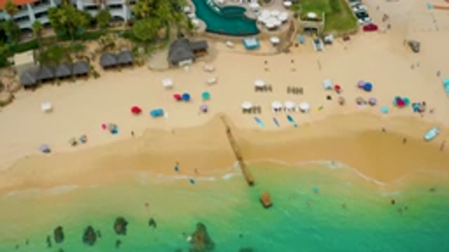 PALMILLA BEACH CABO MEXICO-2020: Aerial Beautiful View of a Beach Showing People