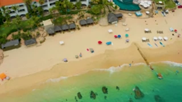 PALMILLA BEACH CABO MEXICO-2020: Aerial View Of A White Sand Beach With A Small