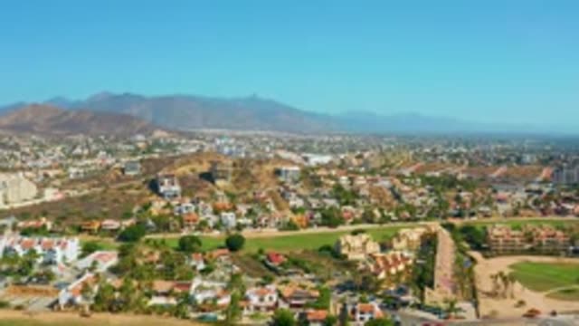 SAN JOSE DEL CABO MEXICO-2020: The Pleasant View Of The Blue Sky And Green City
